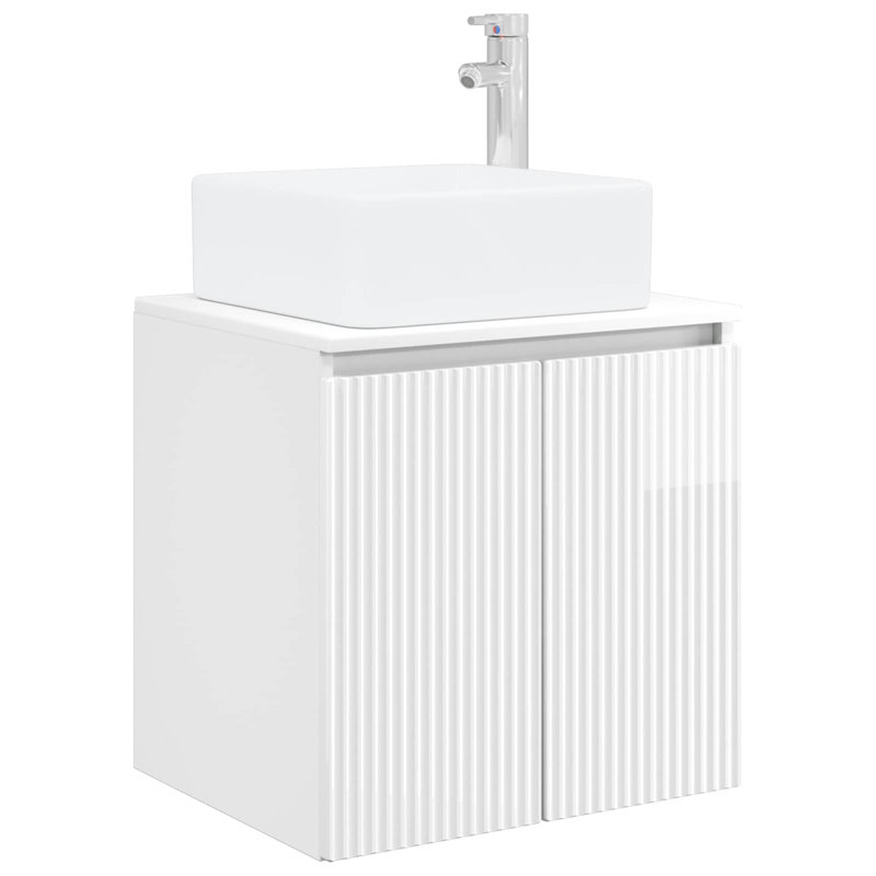 Single Bathroom Vanity with Ceramic Basin, High Gloss White