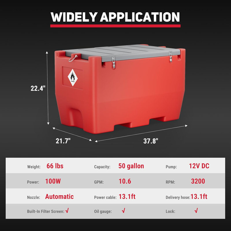 Réservoir à carburant robuste de 50 gallons
