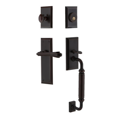 Nostalgic Warehouse New York Plate C Grip Handleset with Single Cylinder Deadbolt and Fleur Lever