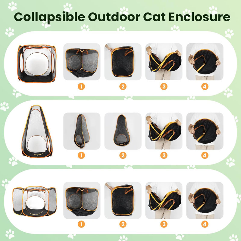 6 Panels Portable Playpen with Interactive Tunnels for Pet