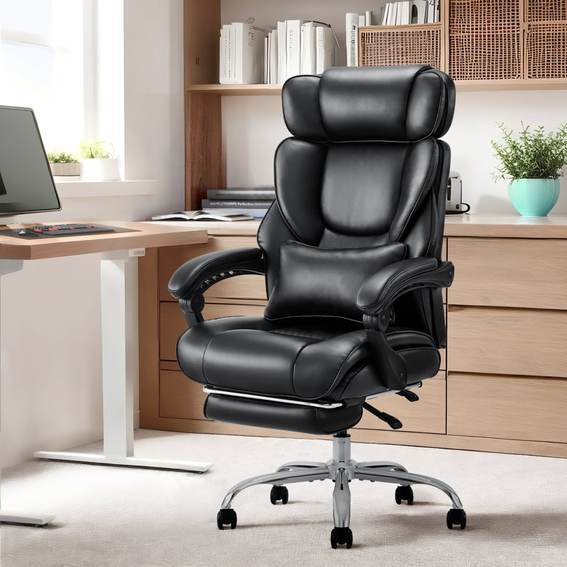 Office Chair Reclining Chair Ergonomic High Back Design Executive Computer Desk Chair with Footrest, Black