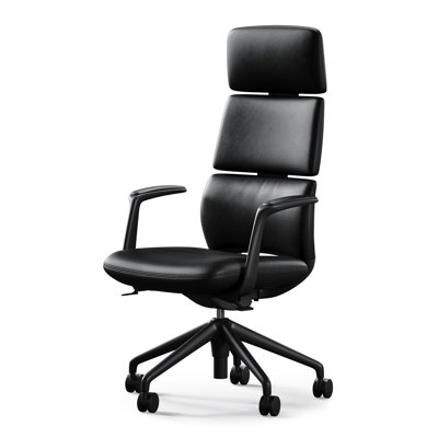 Executive Leather Office Chair, Top Grain Genuine Leather Executive Chair High Back with headrest, Adjustable Tilt & Height, Ergonomic Swivel Chair wi