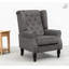 Chaise d'appoint moderne, capitonnée avec accoudoirs ronds et pieds en bois, gris foncé-954303312