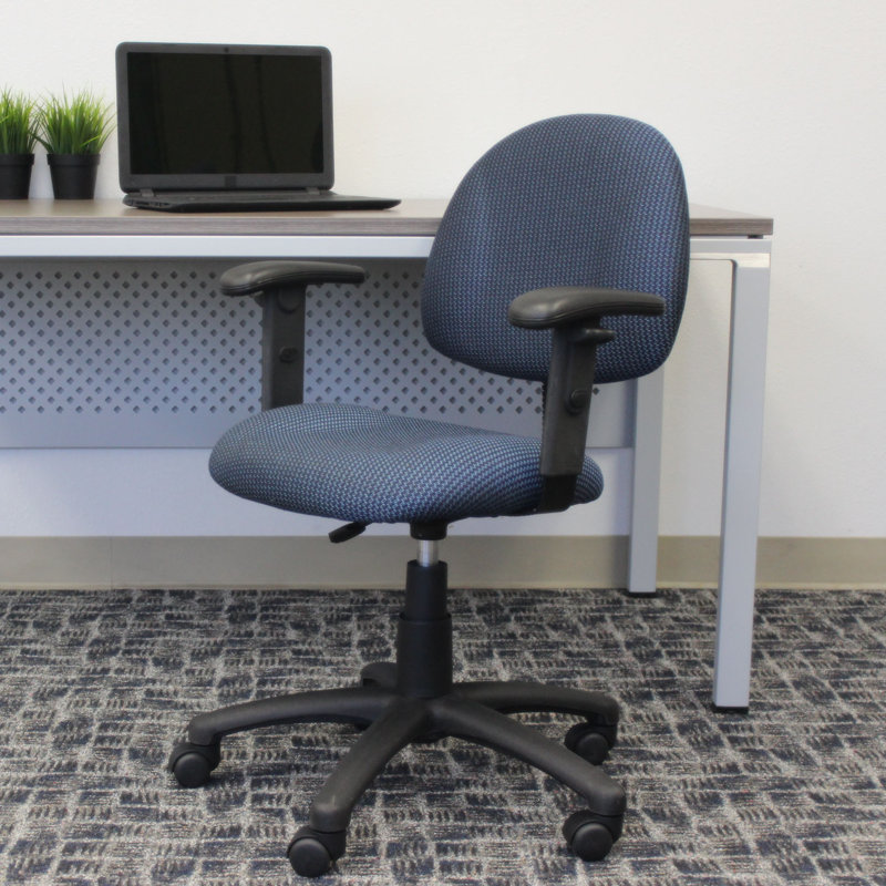 Task Chair, Blue Twill, Adjustable Arms