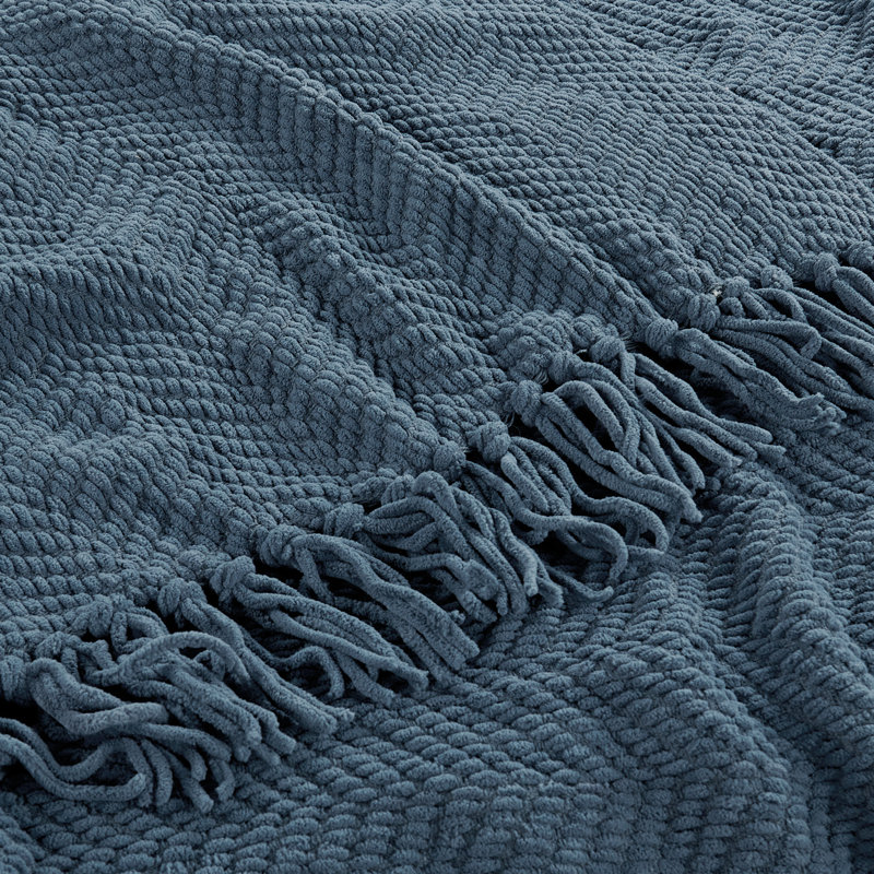 Jeté en tricot de tweed, Sarcelle aile bleue, 60 po x 80 po