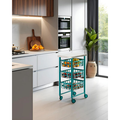 Nelia 45cm W Steel Kitchen Trolley with Stainless Steel Top