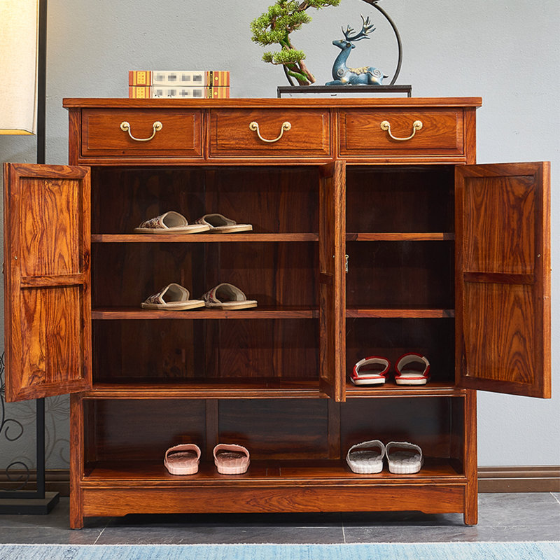 Classic solid wood storage shoe cabinet