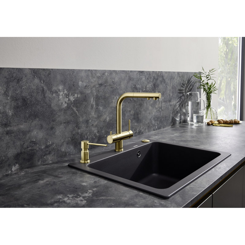 Naya Single Bowl Inset Kitchen Sink, Rock Grey