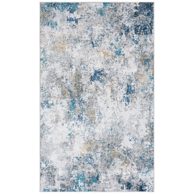 Tapis bleu / blanc en polyester tissé à la machine Taihlor