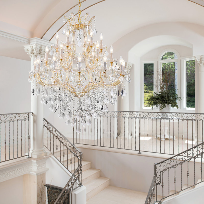 24 - Light Crystal Dimmable Tiered Chandelier