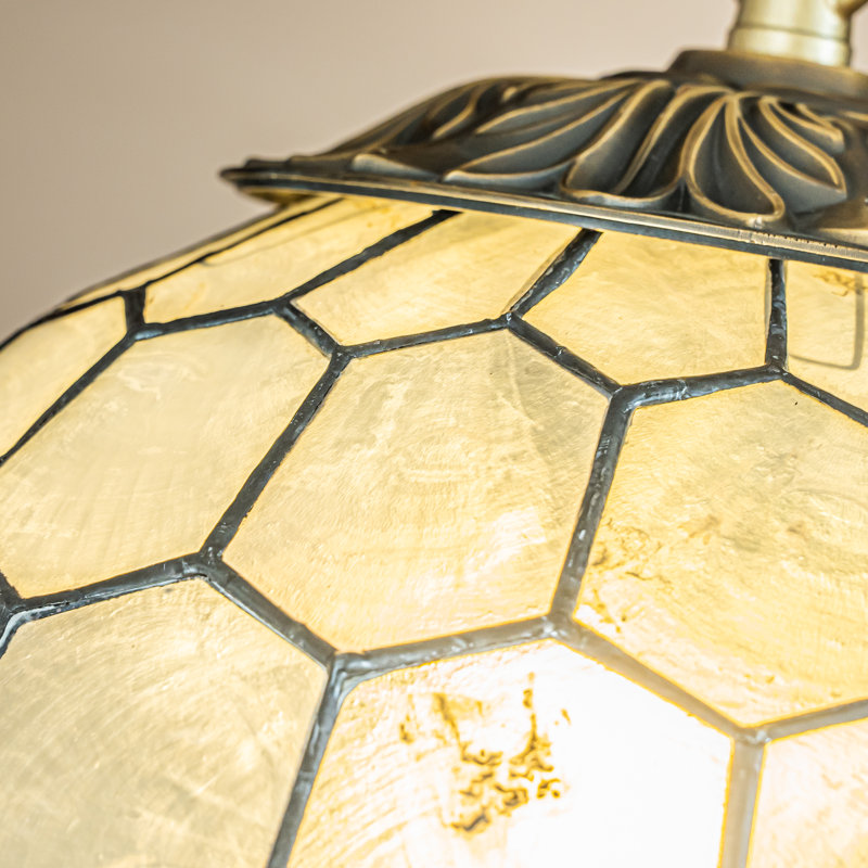 Antique Brass 12'' Globe Chandelier with Capiz Shells