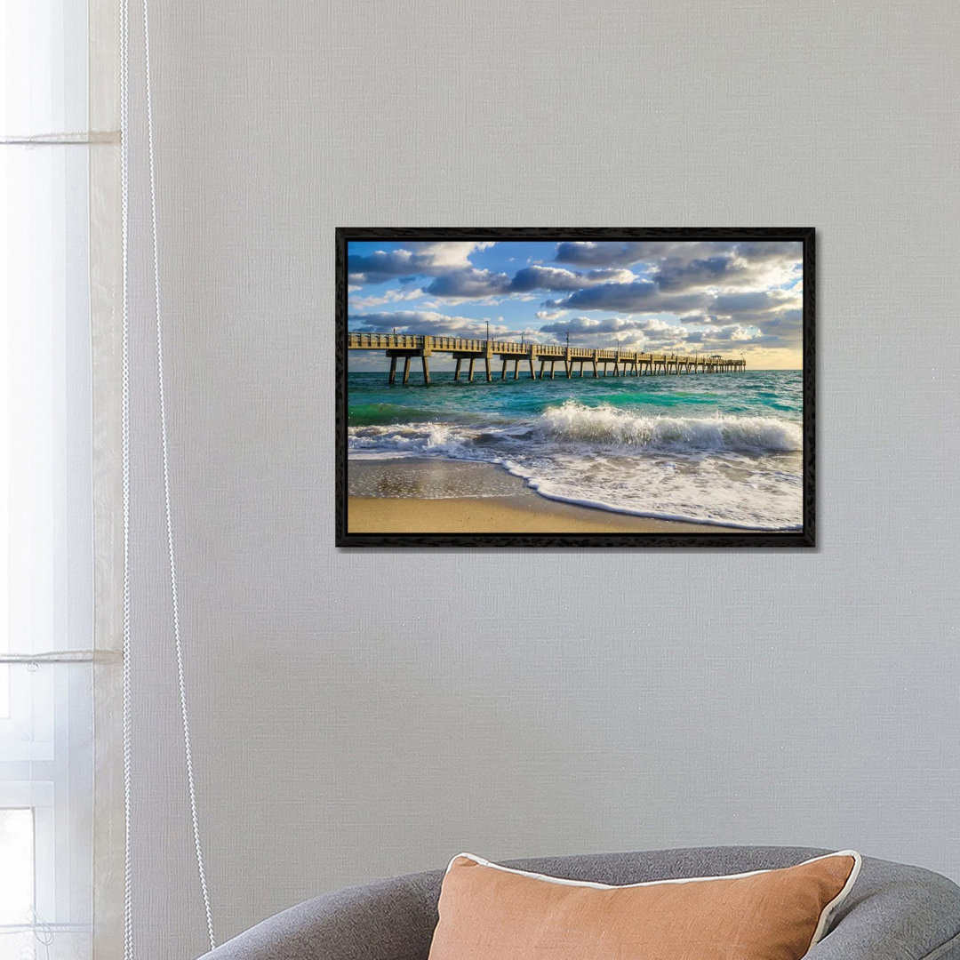 Florida Beach Pier,High Tide Waves,Miami,Florida