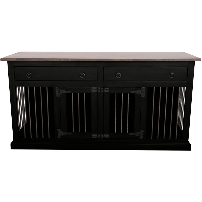 Erial Furniture Style Crate with 2 Doors, Small (30" H x 64" W x 24" D), Black