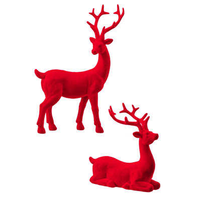 Cerf floqué en résine de 6 à 9,5 po 