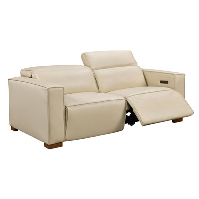 Riseholme Reclining Sofa In Beige Full-leather