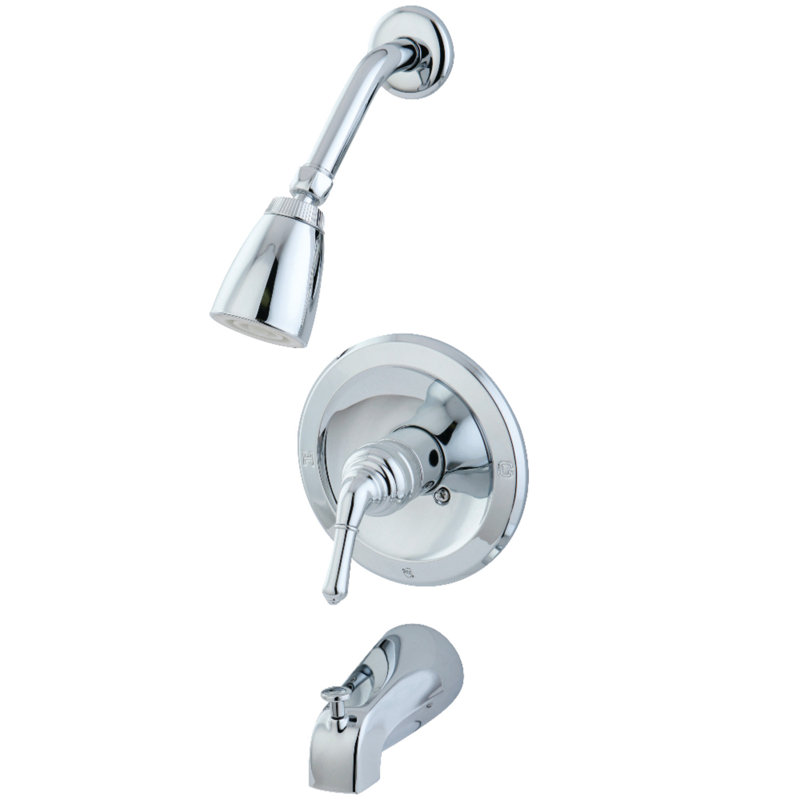 Diverter Tub and Shower Faucet with Valve and Trim, Polished Chrome