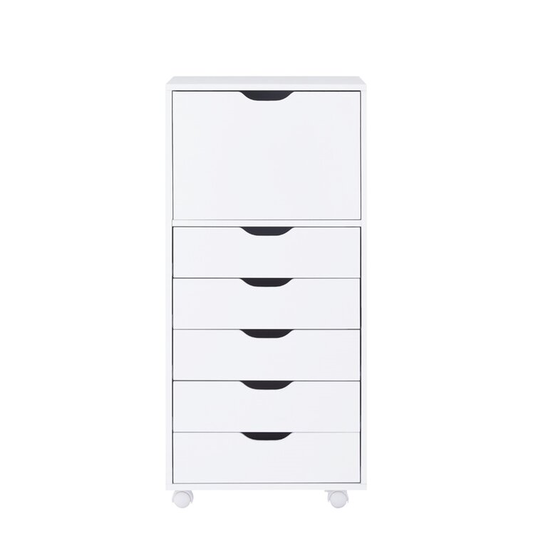 Garysburg 6 Drawer Storage File Cabinet on Wheels, Filing Organizer with Drawer Storage for Home and Office Latitude Run Color: White