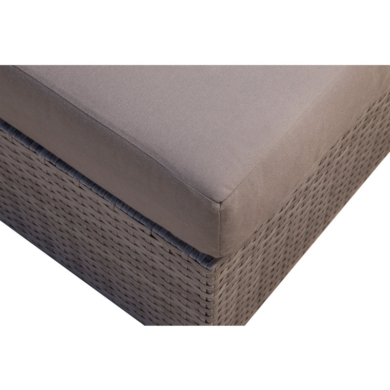 Repose-pieds d'extérieur avec coussins Sunbrella Desmonde, Cadre gris / coussin gris