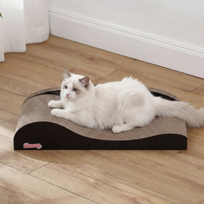 Elmajian 23.75" Coastal Cardboard Lounge Bed Cat Scratcher with Catnip