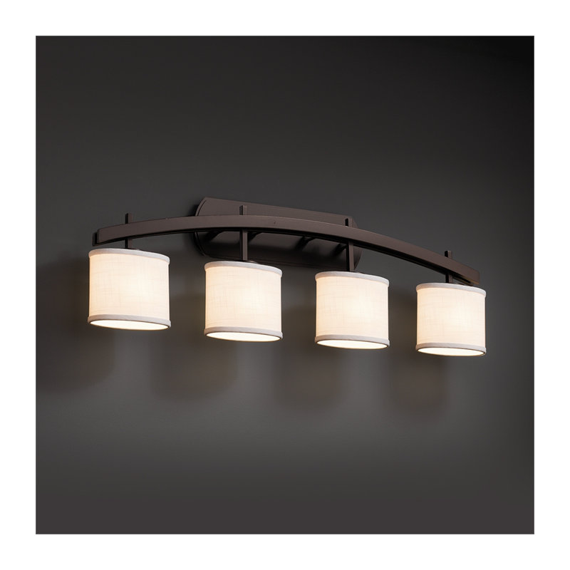 Éclairage pour meuble-lavabo ovale 4 lumières archway crochet rouge, Bronze foncé, Crème