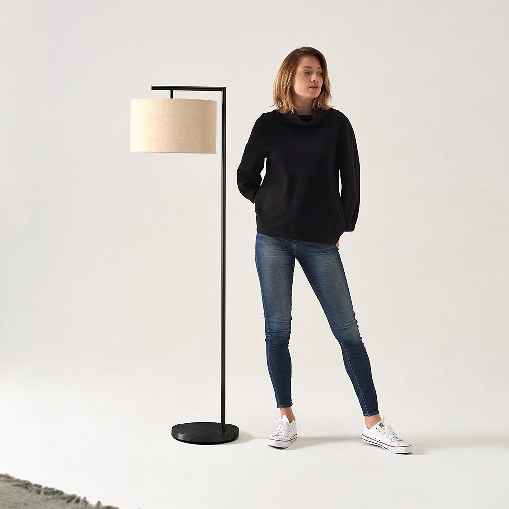 Montage 61" Smart-Enabled Floor Lamp, Black, Tan