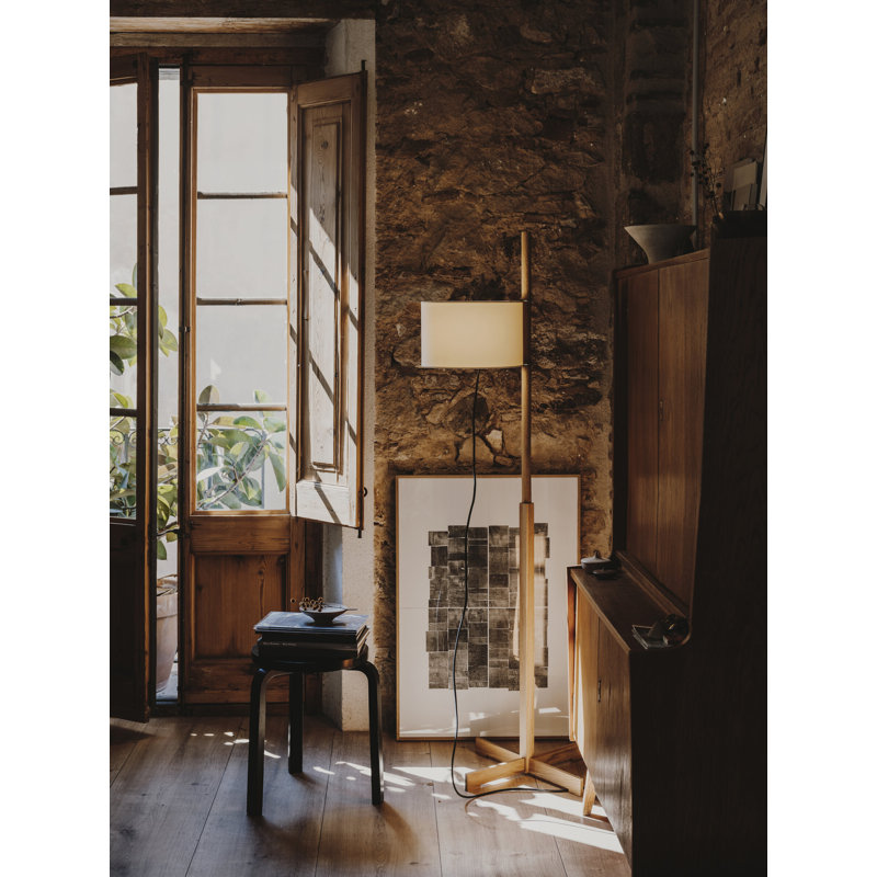 TMM Floor Lamp, White, Natural Oak