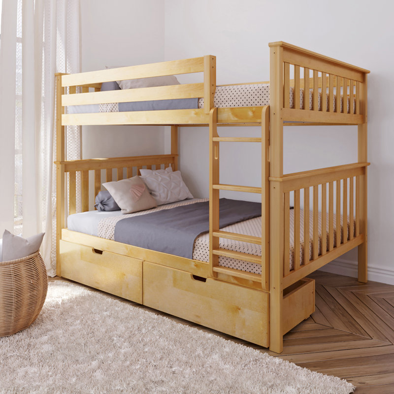 Bolles Kids Bunk Bed with Drawers, Full over Full, Natural