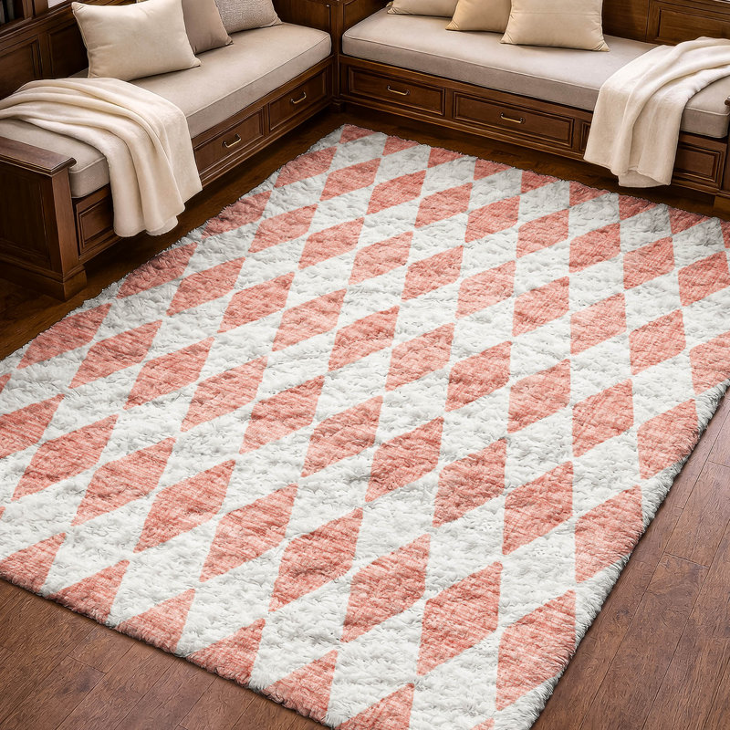Tapis à poils longs de qualité supérieure lavable à la machine Dream ADS578, Salmon, 9' x 12'