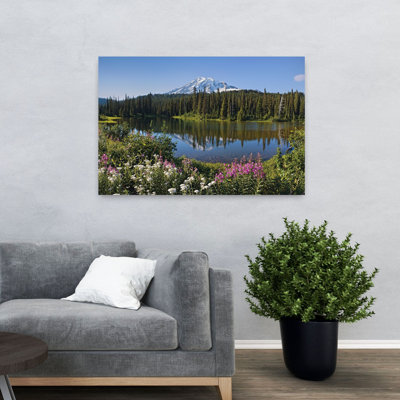 Reflection Of A Mountain And Trees In Water Mt Rainier Reflection Lake Mt Rainier National Park Pierce County Washington State Usa Abstract Contemp...