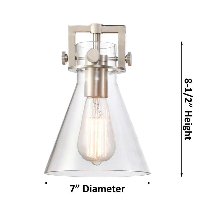 Skokie Glass Semi Flush Mount, Brushed Brass, Clear