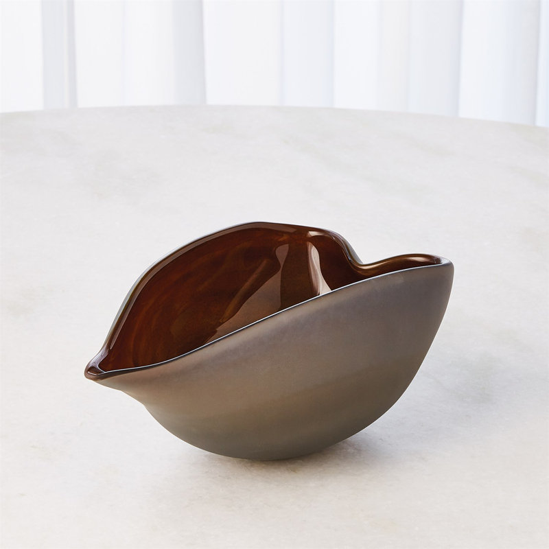 Frosted Bowl w/Casing, Gray/Amber, 5.5" H x 11" W x 7" D