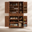 Armoire de cuisine de style champêtre de 183 cm de hauteur avec 3 plateaux coulissants et 6 tablettes de porte pour un rangement et une organisation efficaces
