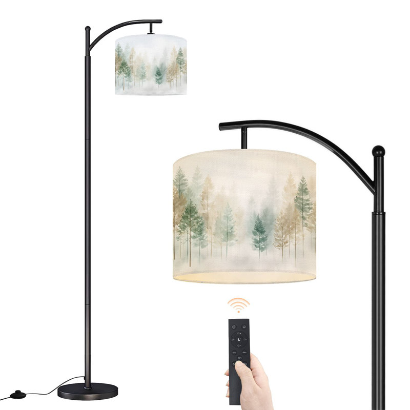 Lampe sur pied à arc avec abat-jour réglable Serene Misty Forest