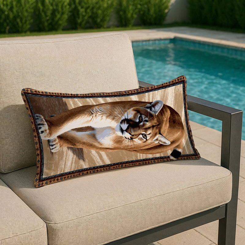 Coussin intérieur et extérieur Big Cats, Rectangulaire H 25 po x l 18 po, Beige guépard du Sahara