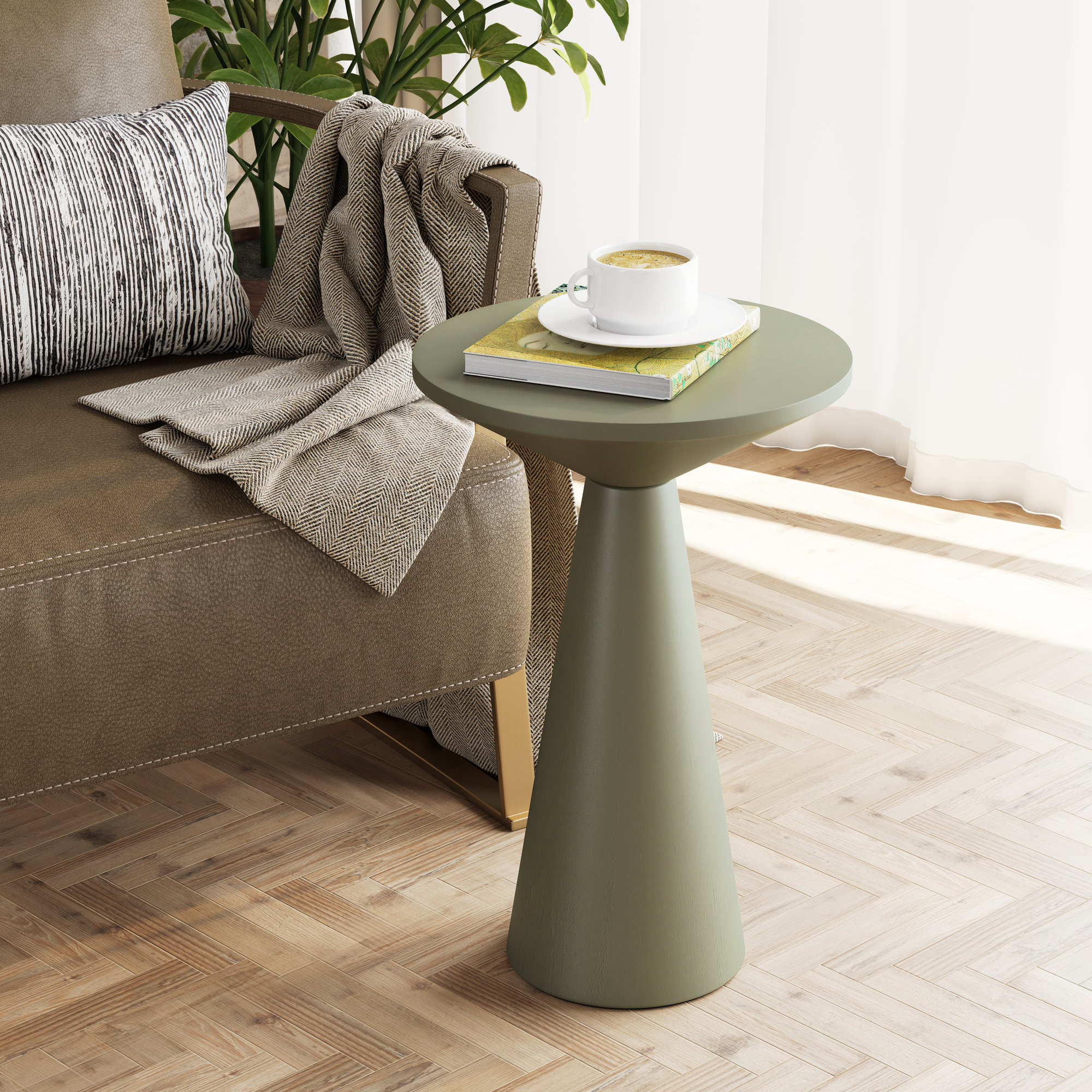 Bozovich Solid Wood End Table, Dark Green, 19.5" H x 13.5" W x 13.5" D