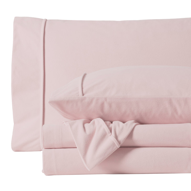 Sweet Home Collection Ultra Soft Microfiber Flannel Sheet Set, King Sheet Set with 2 Pillowcases, Pink