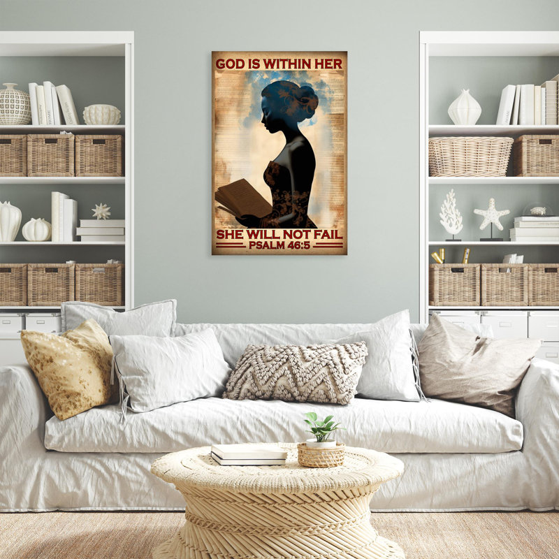 «God Is intérieur elle, elle ne manquera pas», reproduction d'art graphique sur toile tendue, H 14 po x l 11 po x P 1,25 po