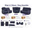 Canapé modulaire moderne inclinable en cuir bleu marine avec sièges inclinables doubles, porte-gobelets USB et intégrés, rangement dissimulé et éclairage décoratif à DEL - Canapé de cinéma maison en forme de L