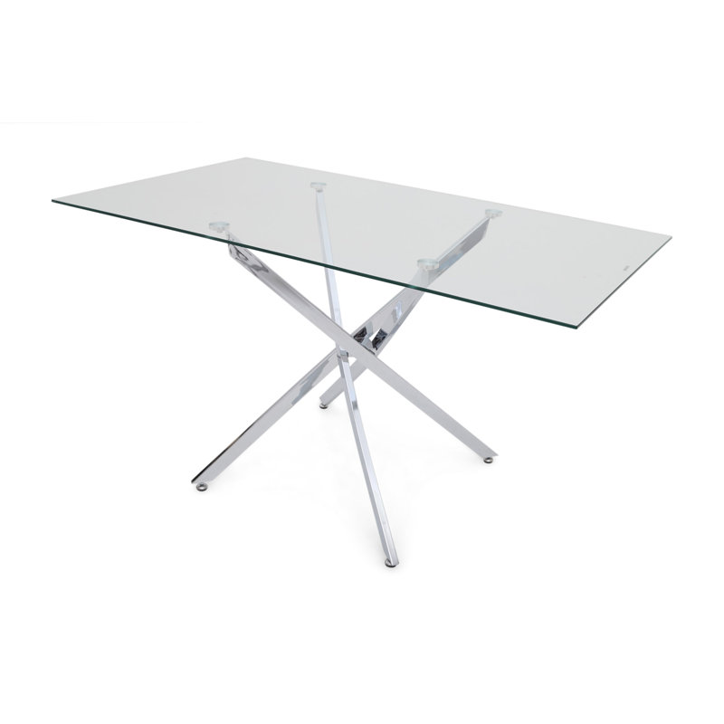 ClipperCove Glass Top Metal Base Dining Table