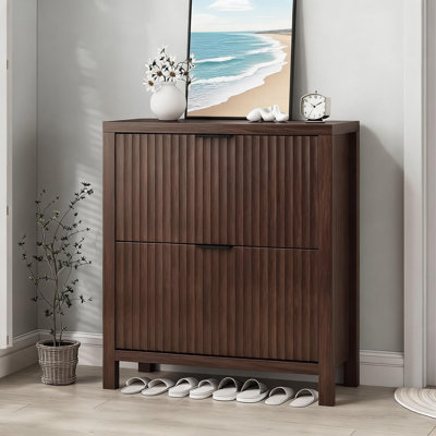 Rangement pour chaussures autoportant avec pieds dissimulés et rangement pour chaussures encastré avec 2 tiroirs pour le vestibule