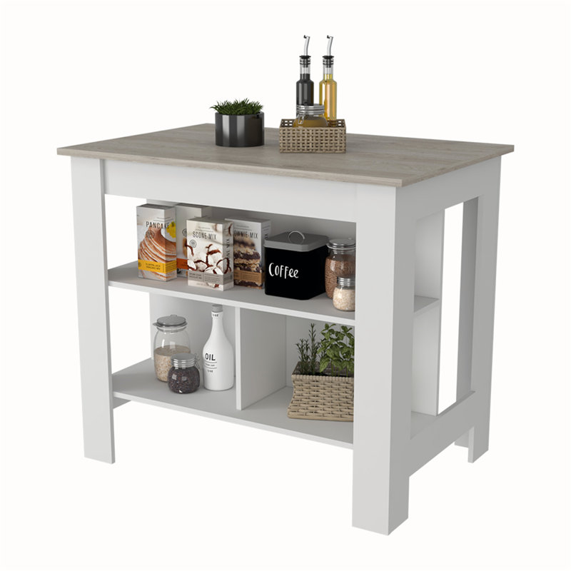 Versatile Antibacterial Kitchen Island with Abundant Storage for Ideal Cooking, Light Gray