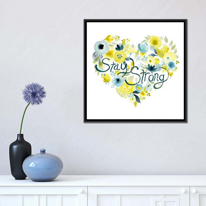 « heartfelt floral i », impression sur toile, H 18 po x l 18 po x P 1,5 po, Toile avec cadre flottant noir, Pas de tapis
