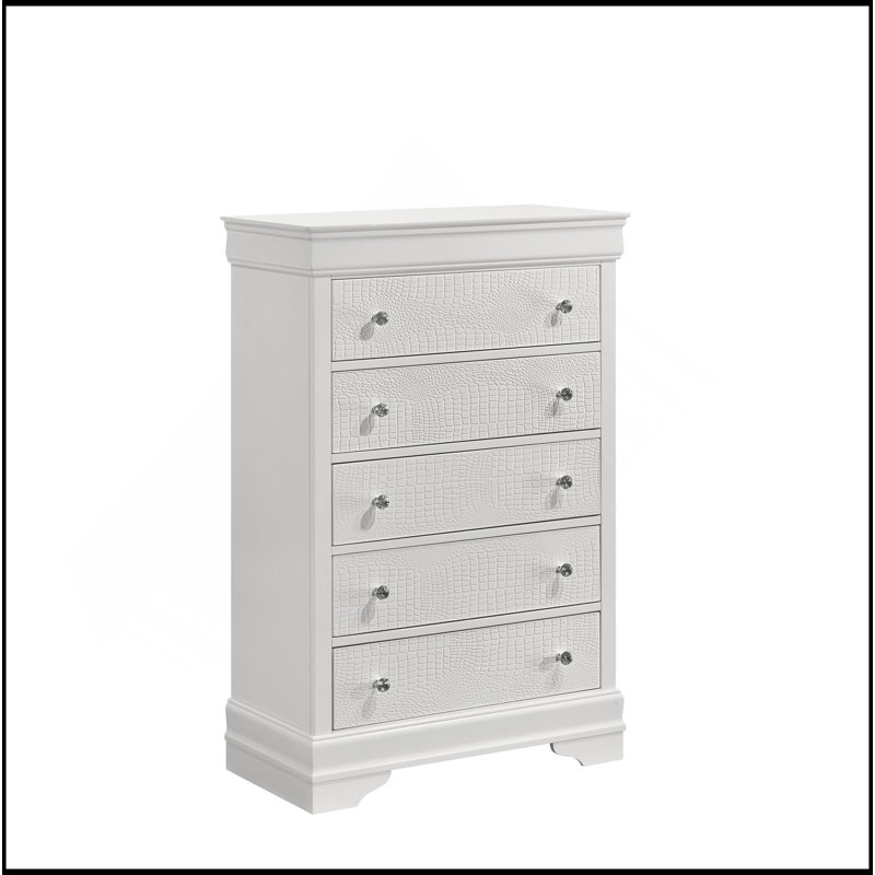 Commode 5 tiroirs de style moderne en bois blanc