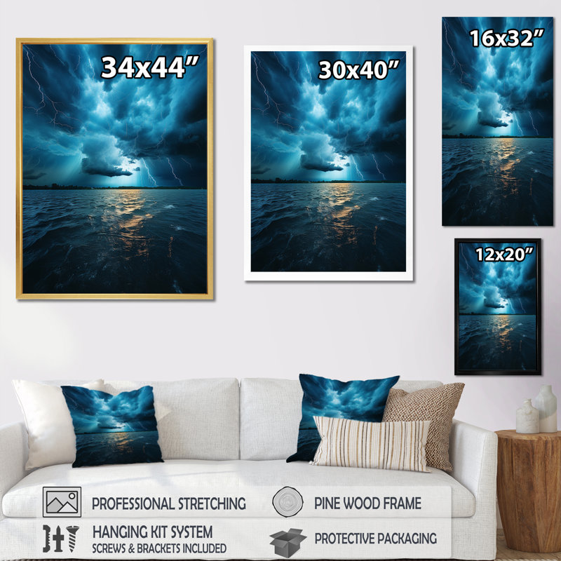 Wwest Ethereal Lightning V, reproduction d'art sur toile, H 32 po x l 16 po x P 1 po, Cadre photo noir