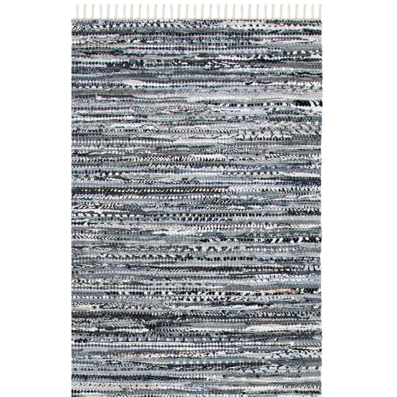 Gerow Rug Hand Woven Cotton Striped Rug, Rectangle 5' x 8'
