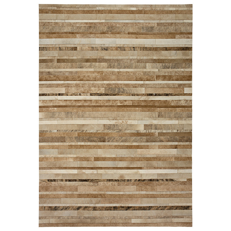 Kronos Cowhide Striped Area Rug, Rectangle 6' x 9'