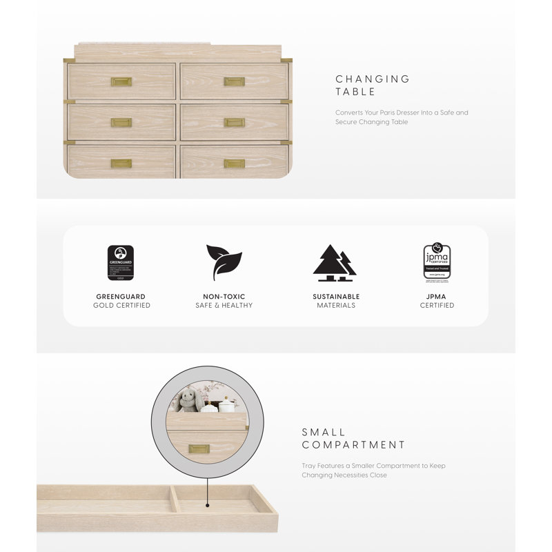 Paris Changing Tray, Whitewash Ash