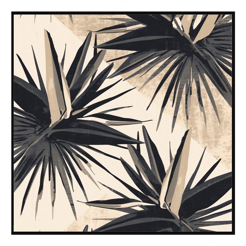 Tapis beige délavé à la machine à motif d'étoiles tropicales Oyan Heliconia, Carré 6 pi