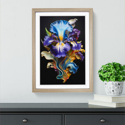 Iris Flower Informel - Single Picture Frame Print on Wood
