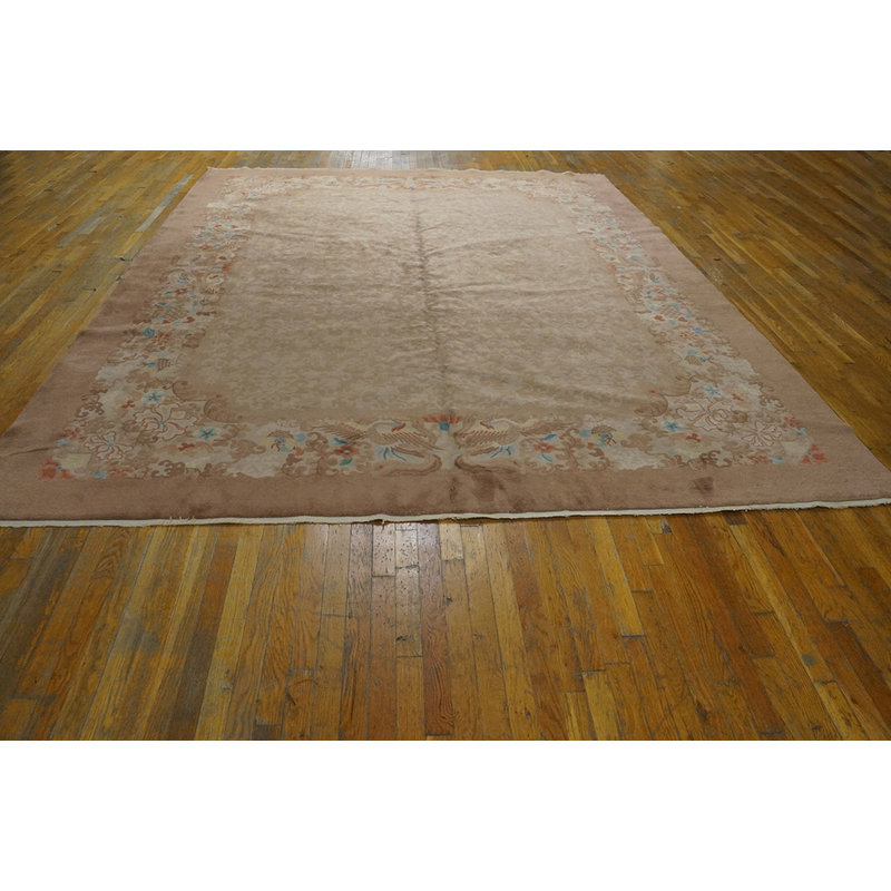 Wool Knotted Antique Room Size Chinese - Art Deco 1920s Rectangle Rug